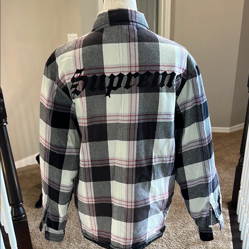 Supreme Embroidered Plaid Tartan Shirt Jacket Medium